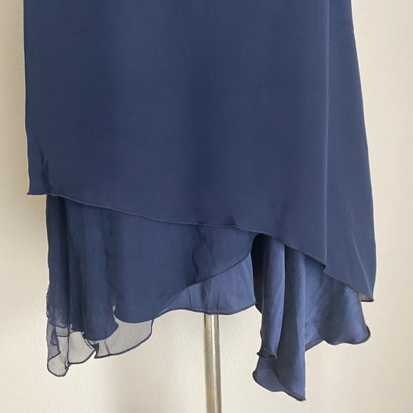 Alice & Olivia sz S 100% Silk spaghetti strap scoop neck asymmetrical shift mini - Picture 5 of 11